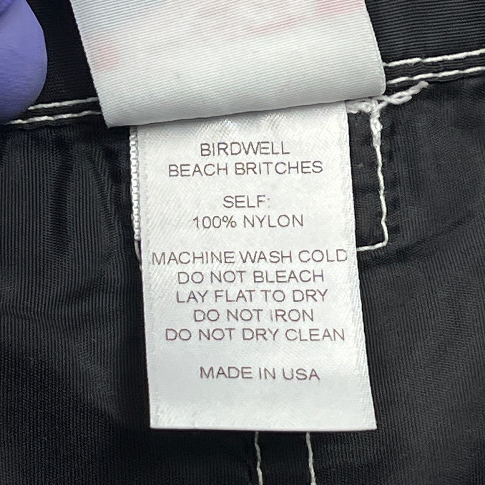 Birdwell Beach Britches Board Shorts Mens 30 Black Lace Up Swim Stitch USA Made - Picture 9 of 16